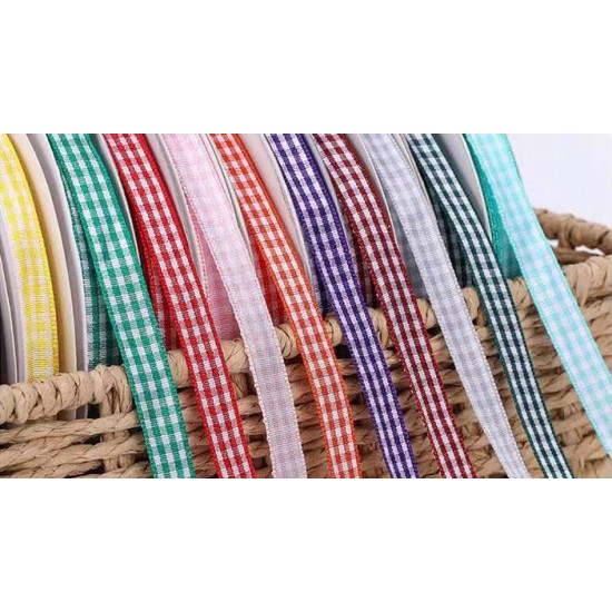 Muti-color grid cloth gift webbing 10mm x 45m