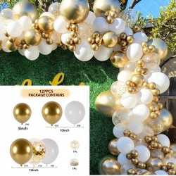 Balloons Arch Set for Birthdays, Wedding, Anniversary party decorations, white and gold