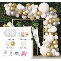 Balloons Arch Set for Birthdays, Wedding, Anniversary party decorations, white and gold